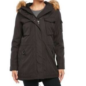 S13 New York Black Faux Fur Lined Field Parka Jacket Size XS